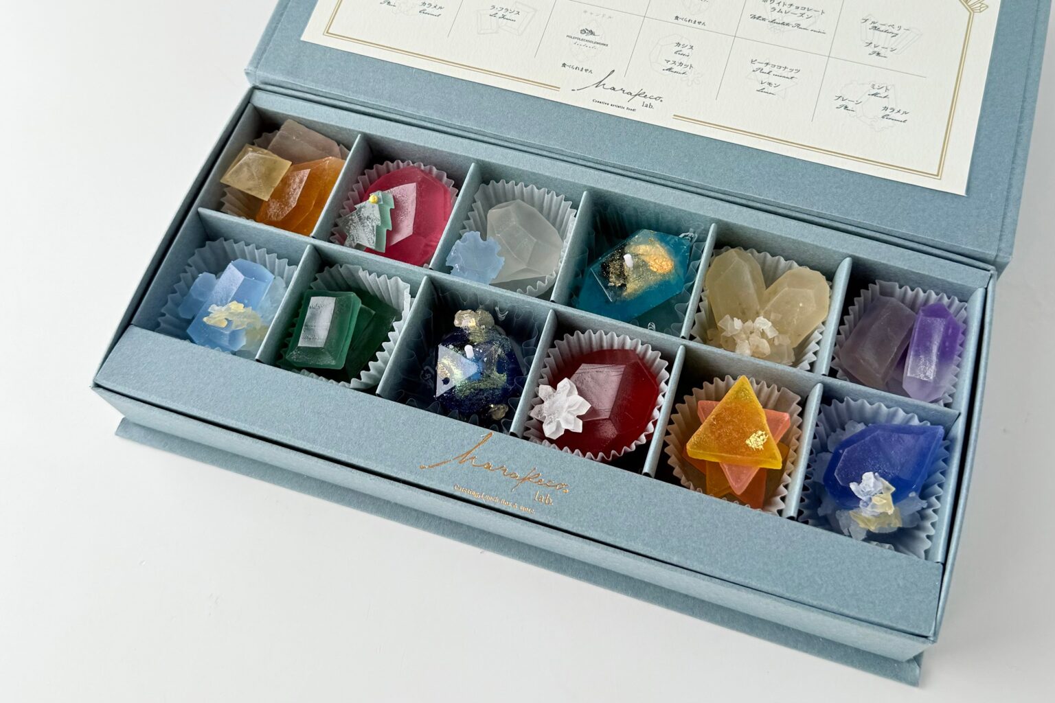 宝石モチーフの琥珀糖「こうぶつヲカシ」冬限定ボックス、2680円から福岡・渋谷と通販で販売