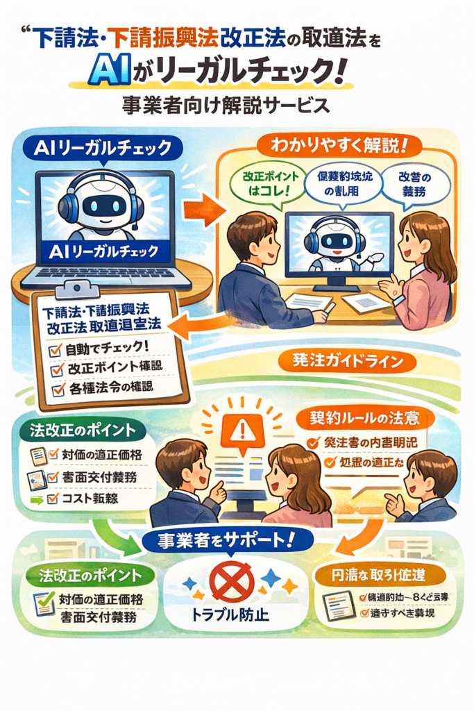 取適法対応のAIリーガルチェック開始、振込手数料天引き・手形払いを即時判定