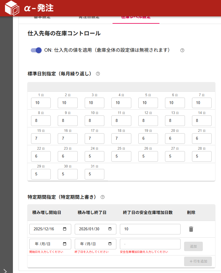 自動発注AI「α-発注」が在庫レベル計画機能を拡張 仕入先ごとに安全在庫を増減設定