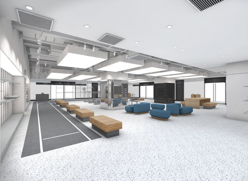 アシックス西日本最大級の直営店が大阪で刷新、20m試し履きトラック新設