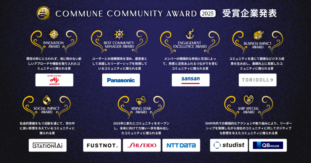 コミュニティ表彰「Commune Community Award 2025」7部門10社が受賞 数値で示す成果が続々