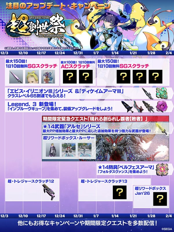 NGS ver.2「超・創世祭’25」開幕 12/3~2/4 無料SG10回/日とL3武器強化を実装