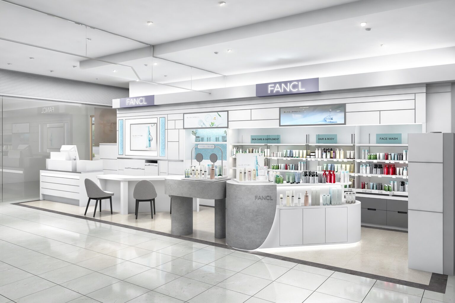 ファンケル大丸福岡天神店、1月16日リニューアル 売り場拡大でカウンセリング3席とテスターBAR新設