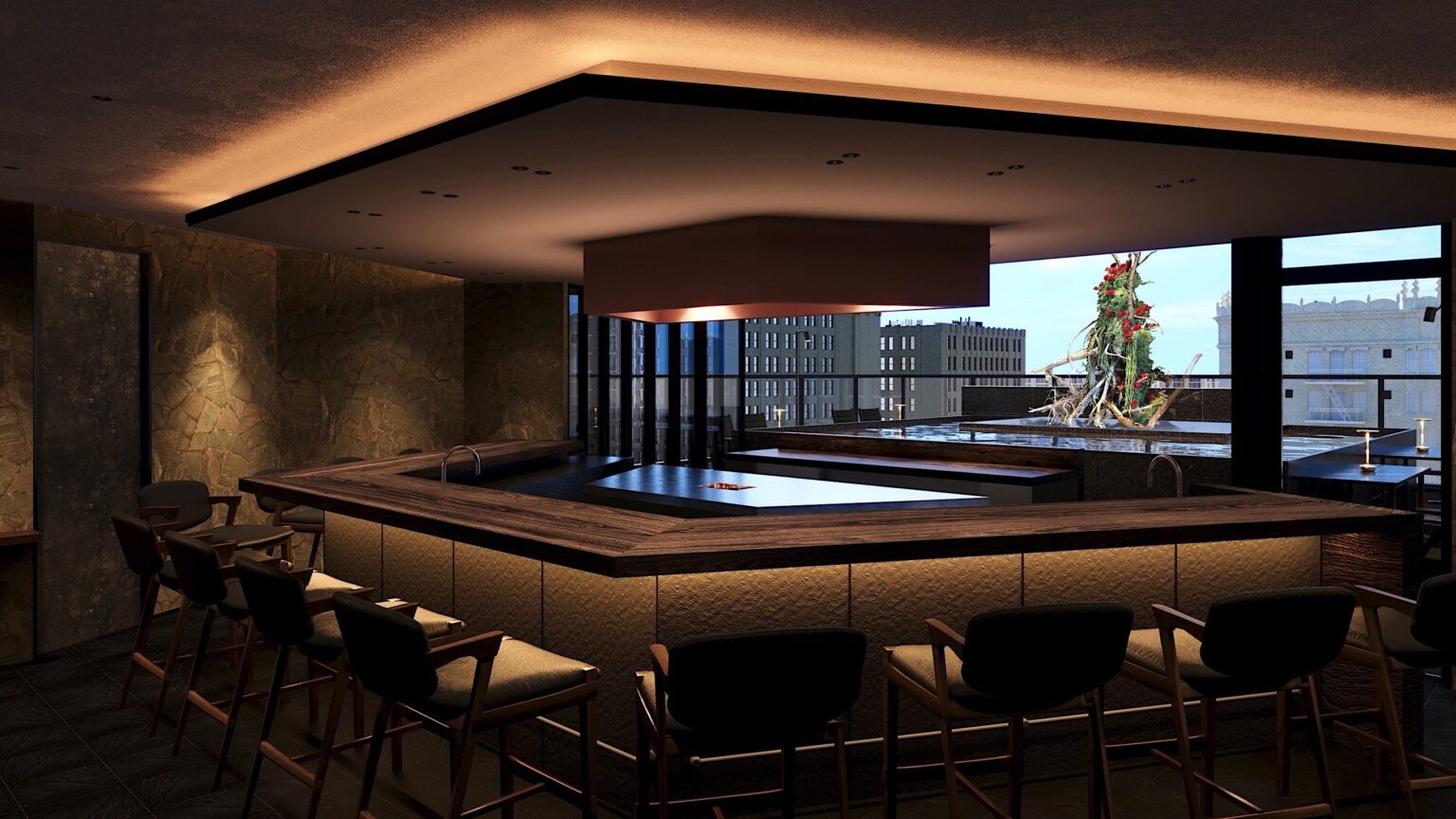 福岡・六本松に劇場型レストラン「未雷 MIRAI」2月13日開店、12席カウンターで肉×和食コース