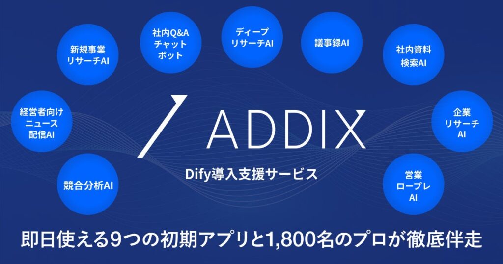 ADDIX、9種のAI業務アプリ標準搭載の「Dify導入支援サービス」開始