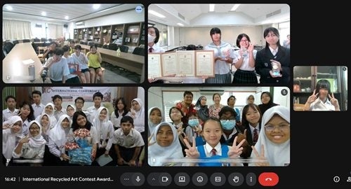 ごみ素材の国際アートコンテスト、中学生48人がオンライン表彰式 4カ国21作品が応募