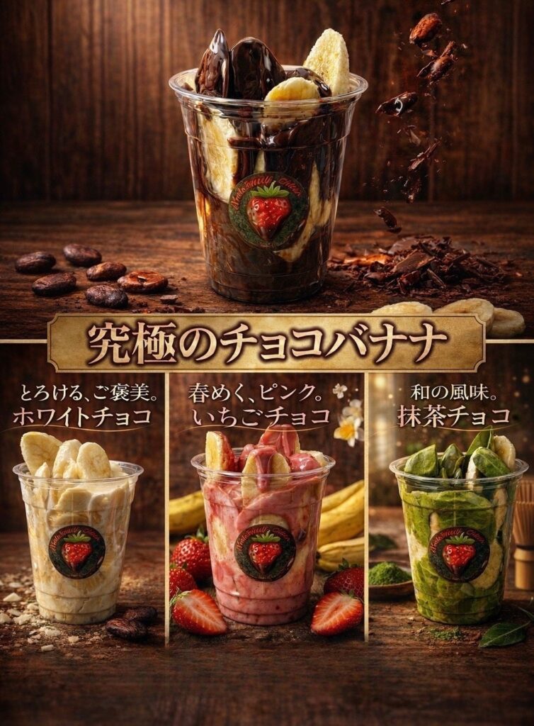 原宿2店で「究極のチョコバナナ」期間限定販売、4フレーバー各800円