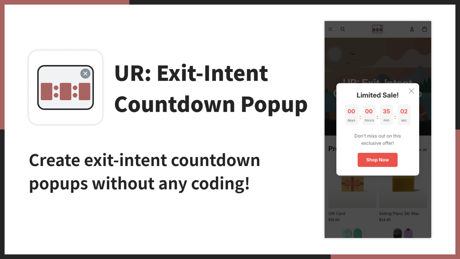 UnReact、海外向け離脱防止アプリ「UR:Exit-Intent Countdown Popup」を提供開始 月額4.99ドル