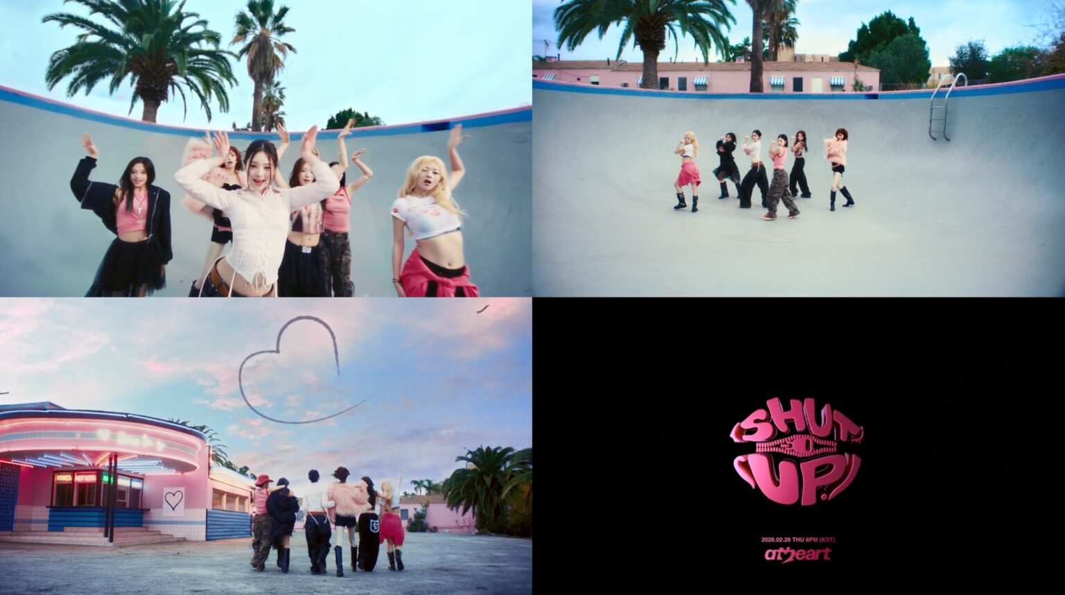 AtHeartが新曲『Shut Up』配信、LAロケMV同時公開 次作は3月11日予定