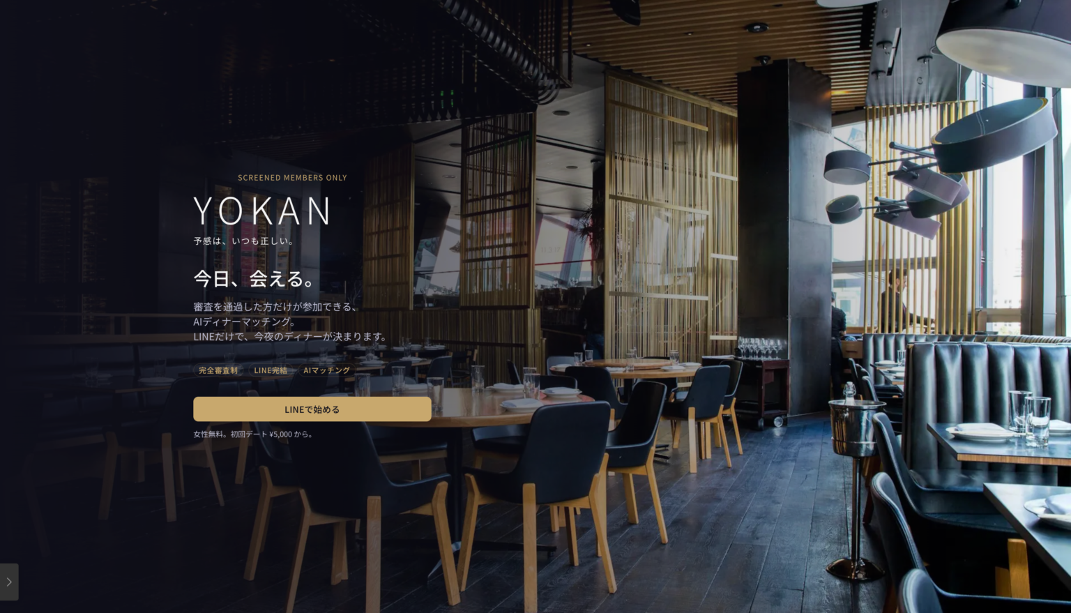 Mycat、審査制AIディナーマッチング「YOKAN」先行会員募集 西麻布・六本木で開始