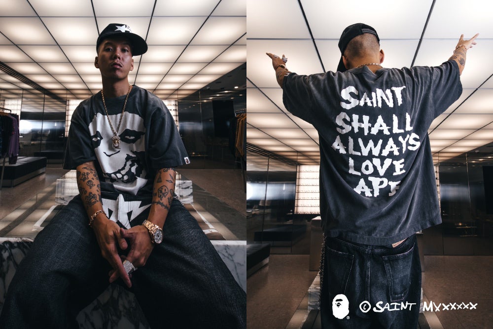 BAPEと©SAINT Mxxxxxxが2026年春夏コラボ 2月7日発売、Tシャツは3万4100円から