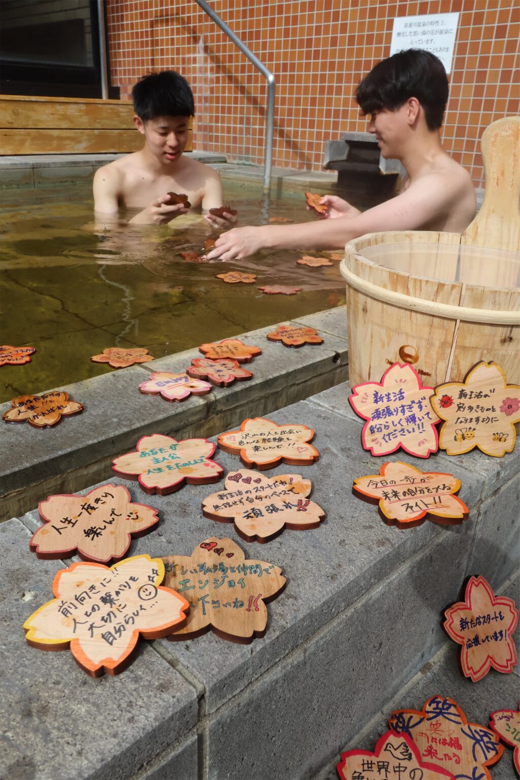 桜の入浴木100枚を浮かべる「桜風呂」開始 栃木・さくら市のお丸山ホテルが春限定プラン