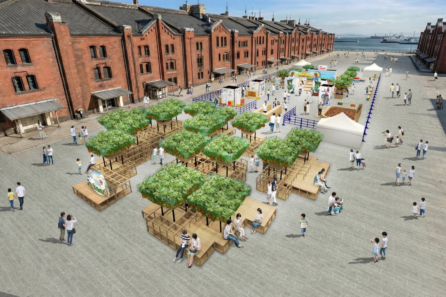 カゴメ、横浜赤レンガで無料体験イベント開催 高さ最大約3mの「トマトの樹」10本超が登場