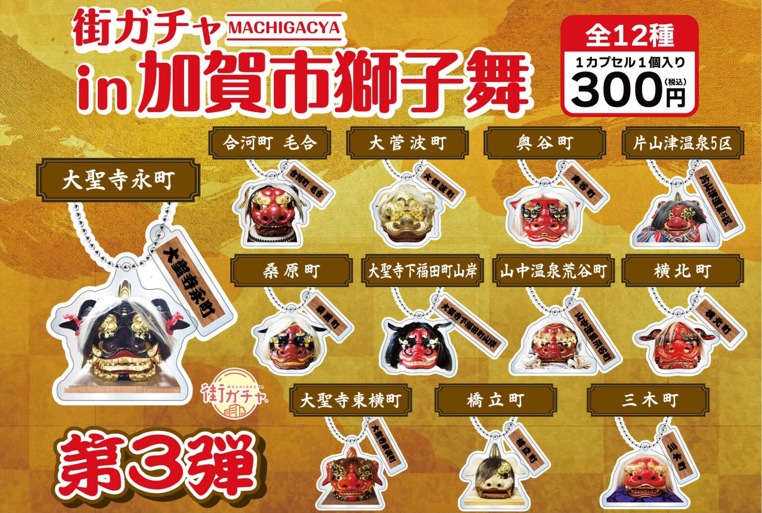 加賀温泉郷で「加賀市獅子舞 街ガチャ」第3弾、テーマは“応援”で1回300円