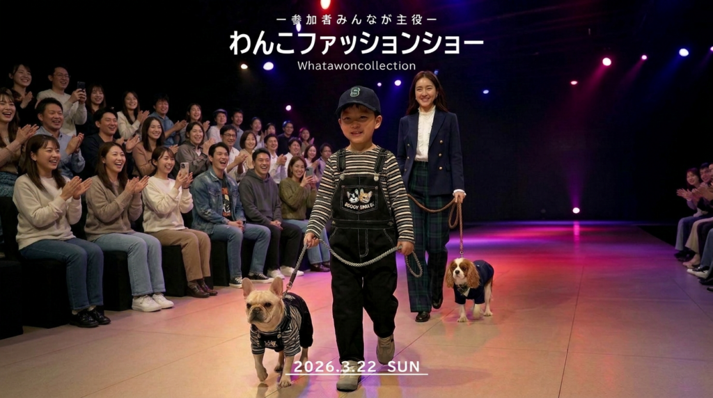 愛犬と一緒にランウェイ体験、岸和田で参加型ショー「WHATAWON COLLECTION」3月22日開催