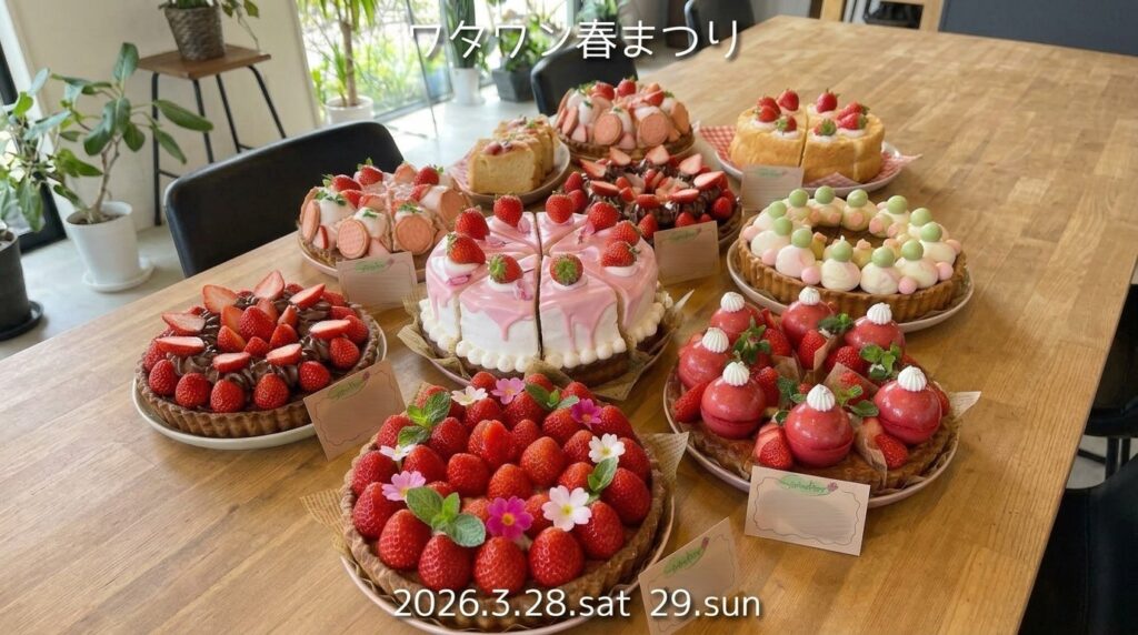 大阪・岸和田のWHATAWONで「ワタワン春まつり」開催、3月28・29日にいちごスイーツと親子体験