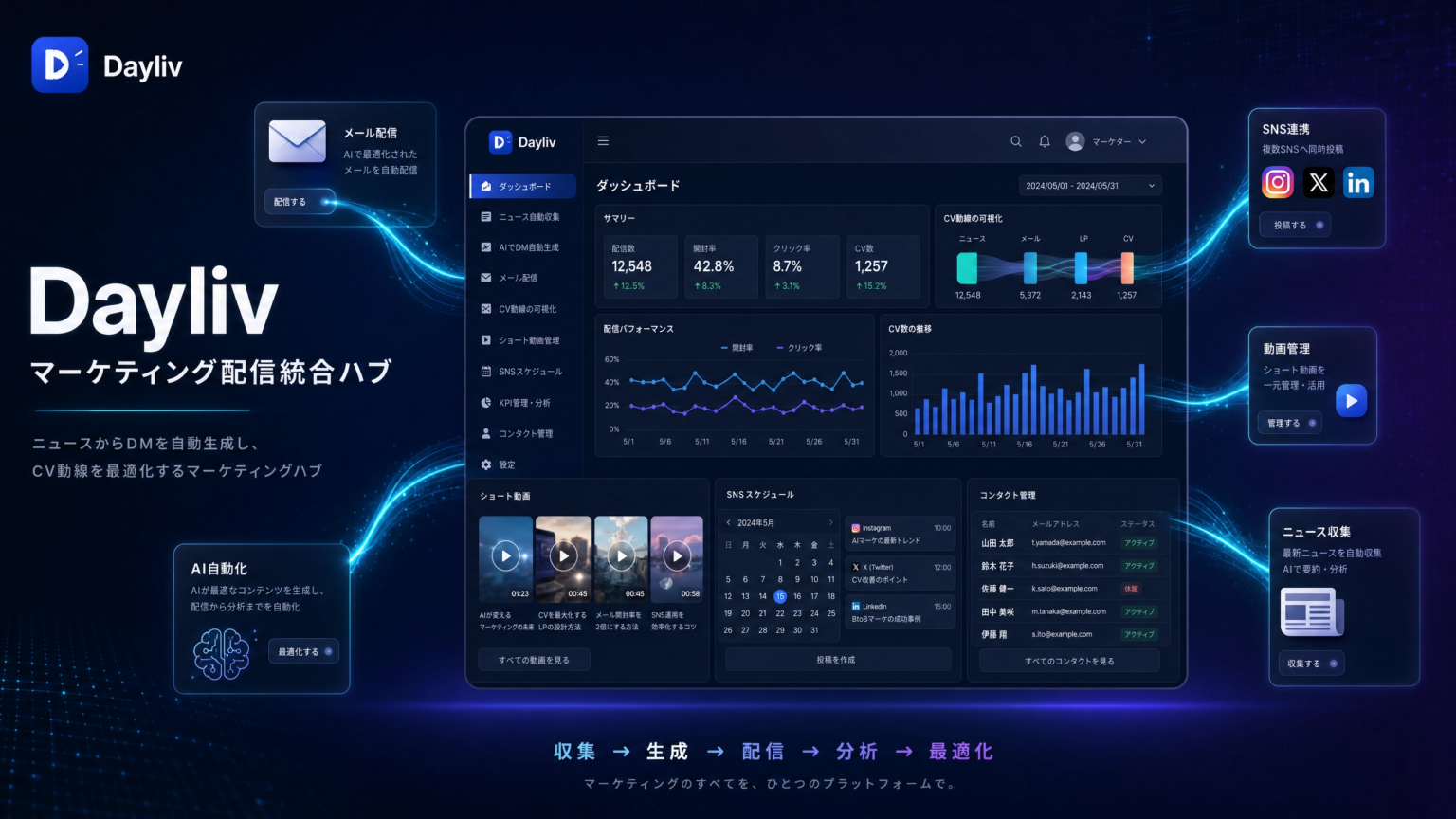 JOYNICS、ひとり広報向け配信統合ハブ「Dayliv」正式提供 無料からメール・SNS・動画管理を一元化