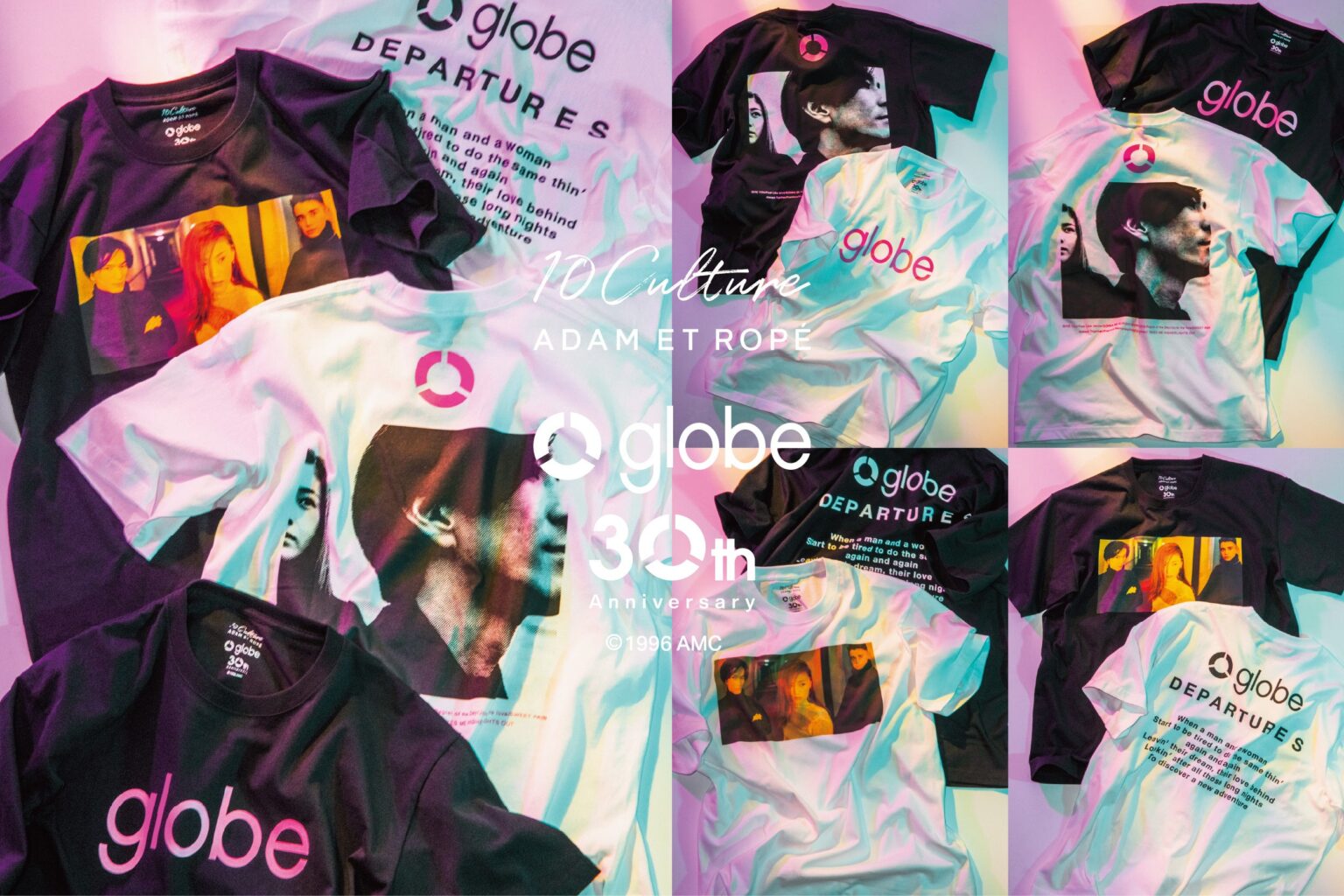 ADAM ET ROPE’、globe×10Cultureの30周年記念Tシャツ2型を予約開始 各8,800円