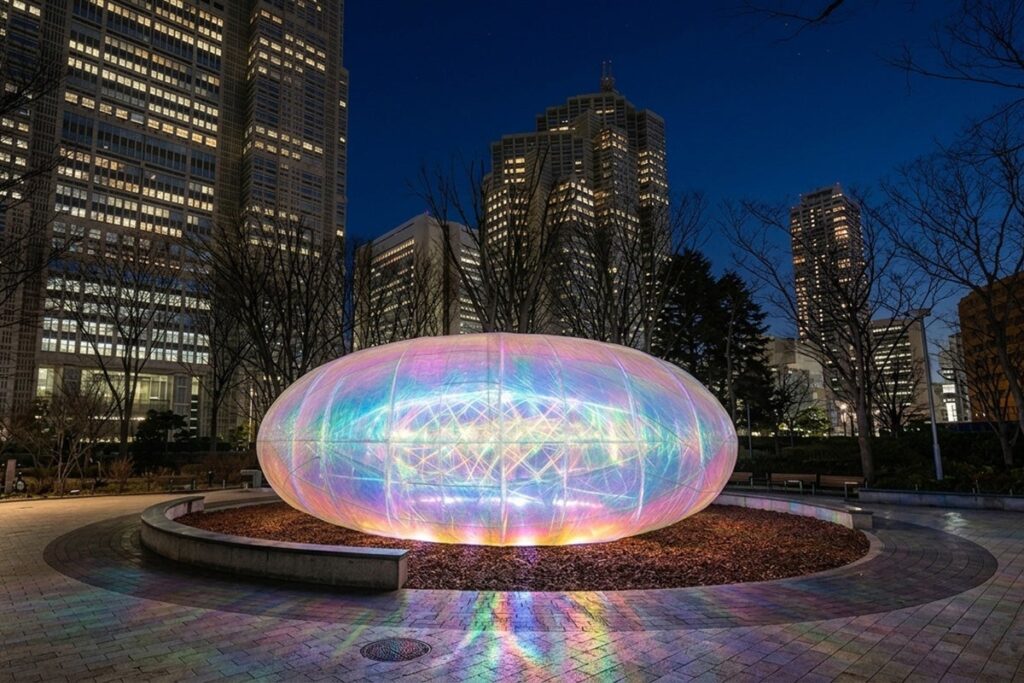 万博レガシー作品を東京へ、奥中章人の体験型光インスタレーションが新宿中央公園で展示