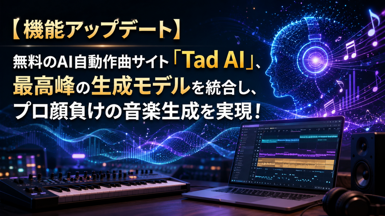 Tad AI、AI音楽生成を大型更新 Mureka v9とSuno V5統合で最長8分・生成6倍