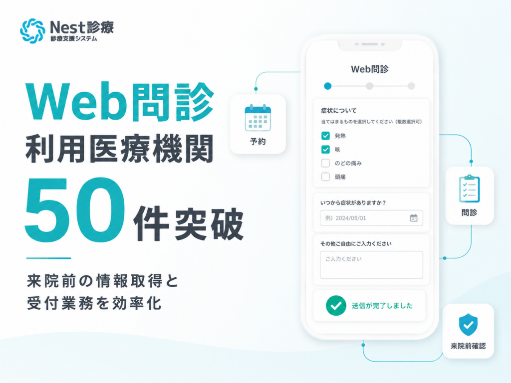 LINE活用のWeb問診「Nest診療」、利用医療機関が50件を突破 来院前回答で受付負担軽減