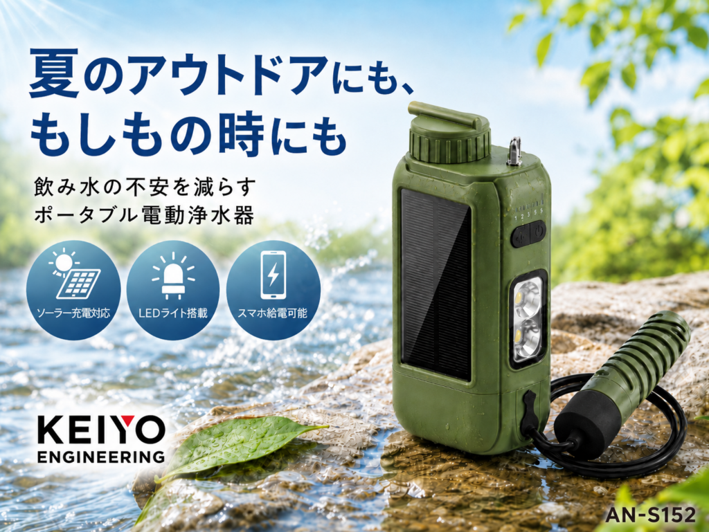 KEIYO携帯電動浄水器「AN-S152」、Amazonで5/27朝までタイムセール