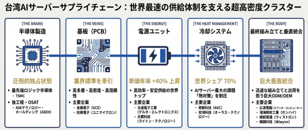 台湾AIサーバーは「国内完結」供給網が強み、冷却世界シェア70%と電源単価年率40%上昇見込み