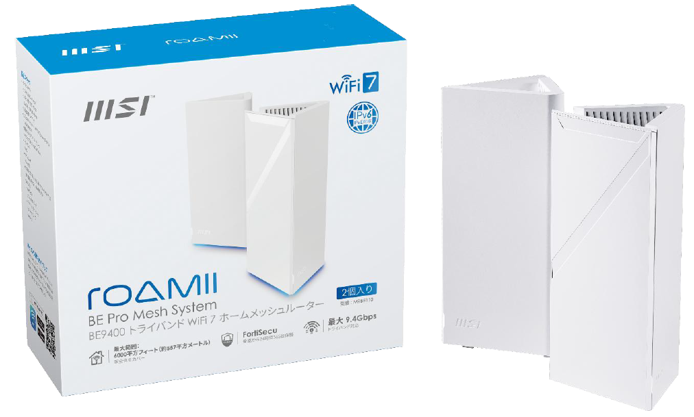 MSI、Wi‑Fi 7対応メッシュルーター「Roamii BE Pro／Lite」を7月3日発売　Proは6GHz最大5764Mbps