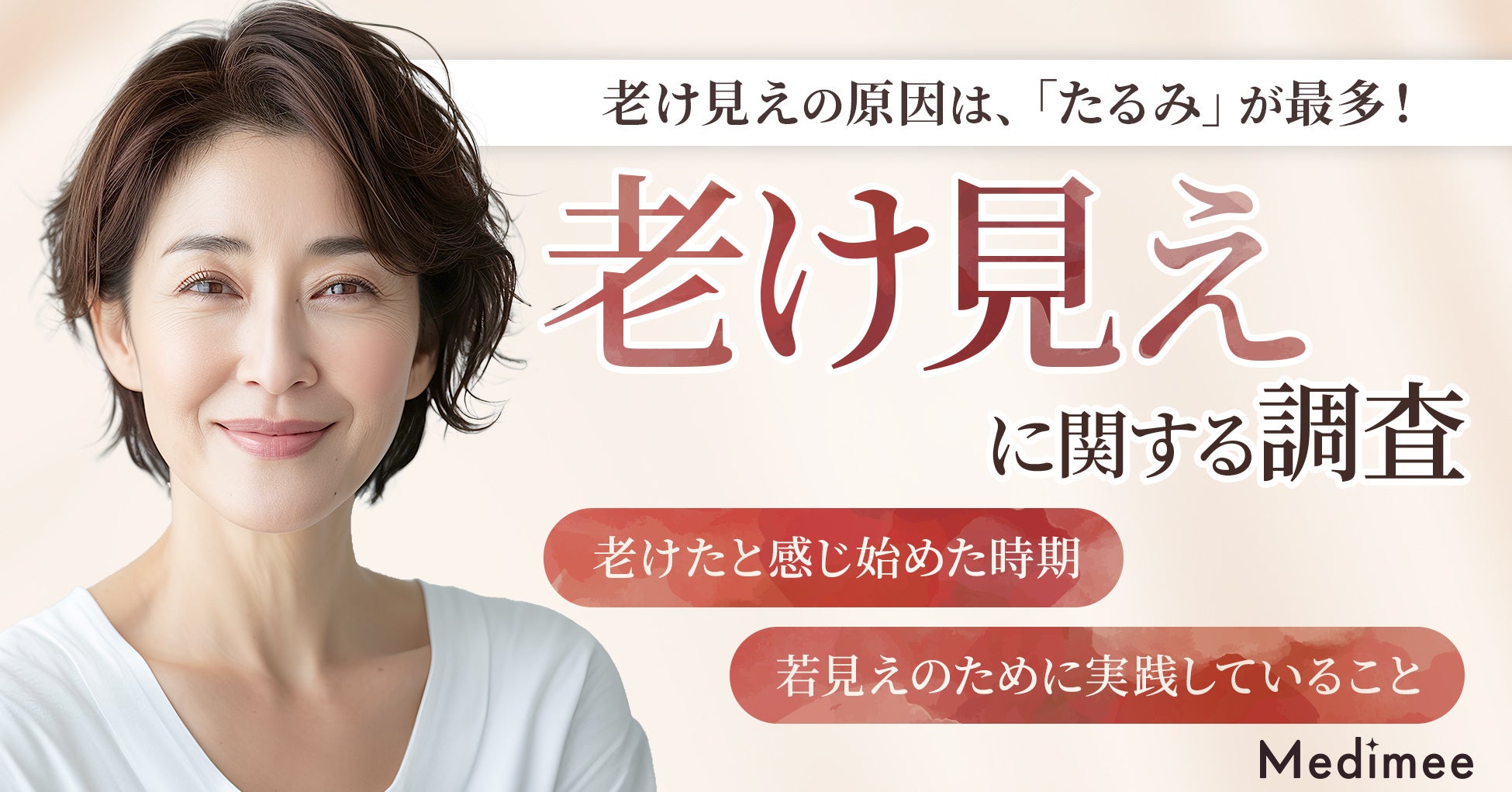 30代以上女性100人調査、「老け見え」実感は100％　原因最多はたるみ19％