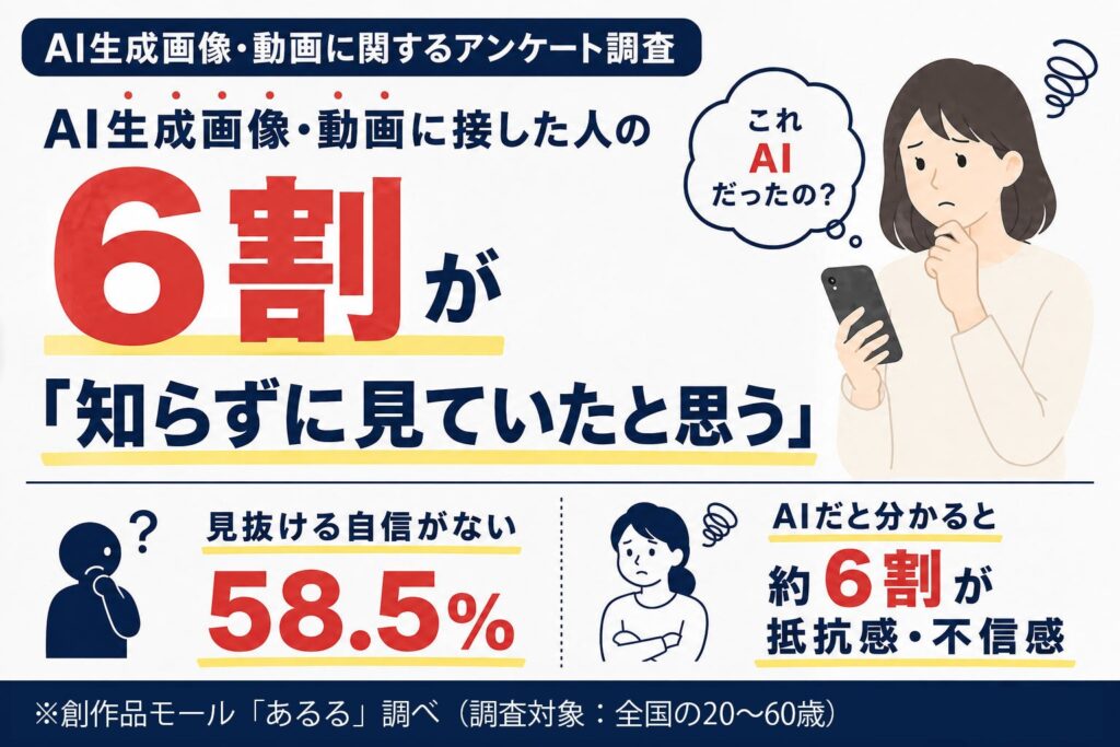 AI生成画像・動画、接触62.7%も「見抜ける自信なし」58.5% あるるが300人調査