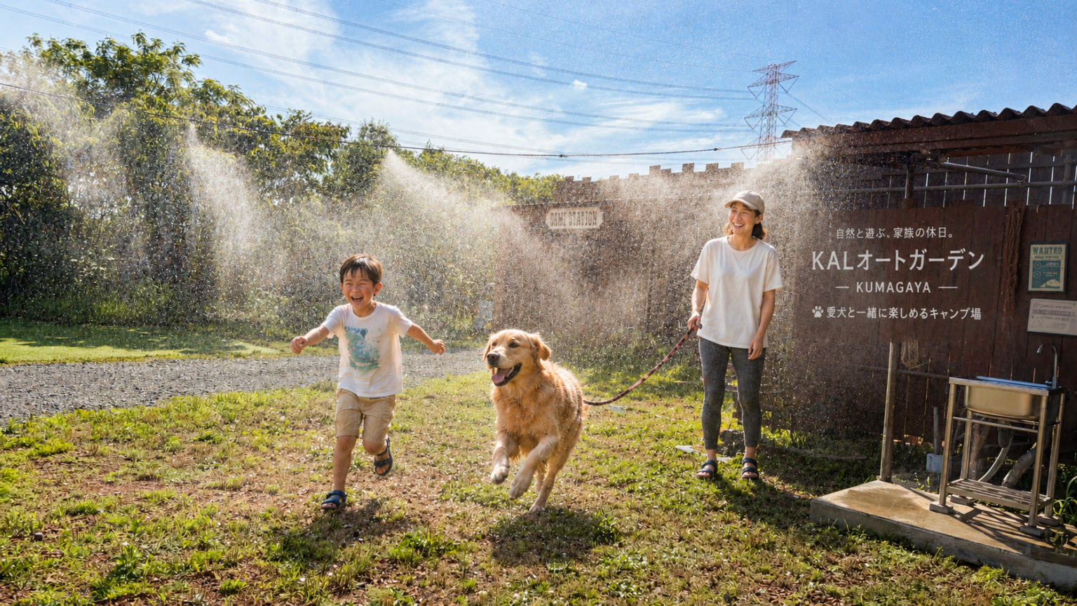 熊谷の犬連れキャンプ場、夕方チェックイン&約100個ミストの「サマーナイトキャンプ」7〜8月限定