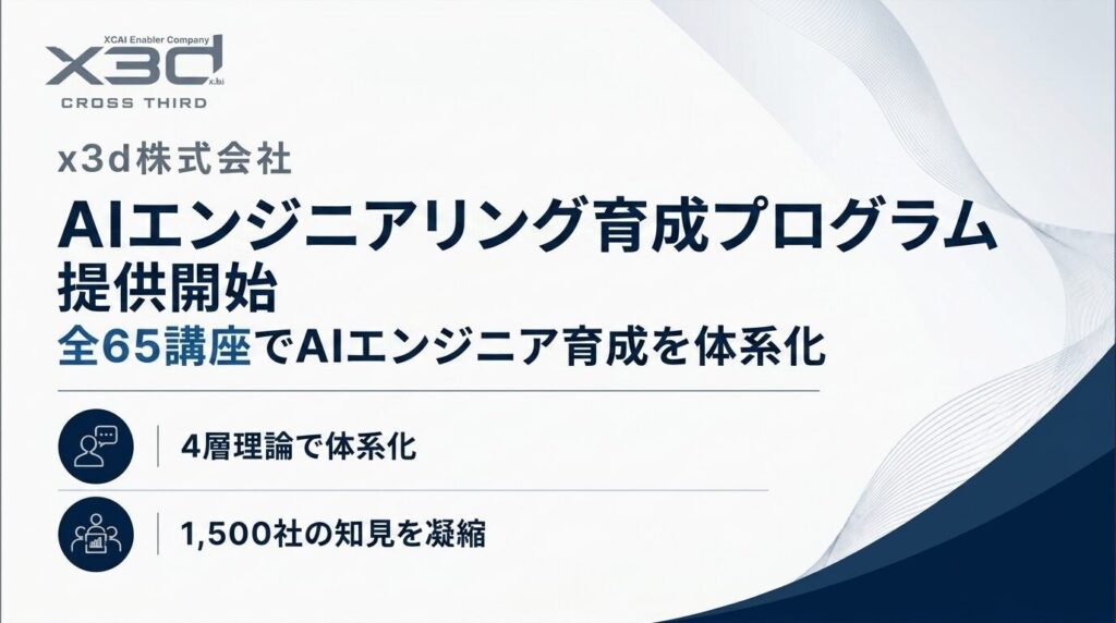 x3d、AIエンジニア・PM育成を全65講座に刷新 4層理論と評価軸で体系化