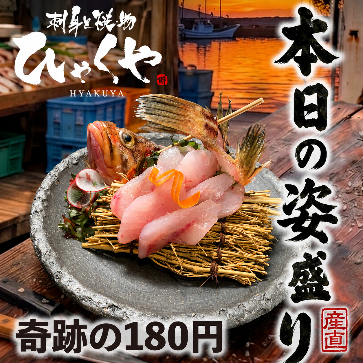 JR手稲駅前に居酒屋「ひゃくや」7月7日開業、120席ののれん個室で姿刺身198円