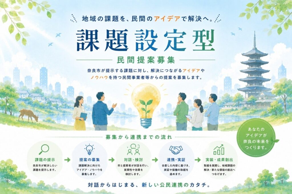 奈良市、行政課題を公開し民間提案を募集 テーマ5は寄附基金で100〜300万円支援