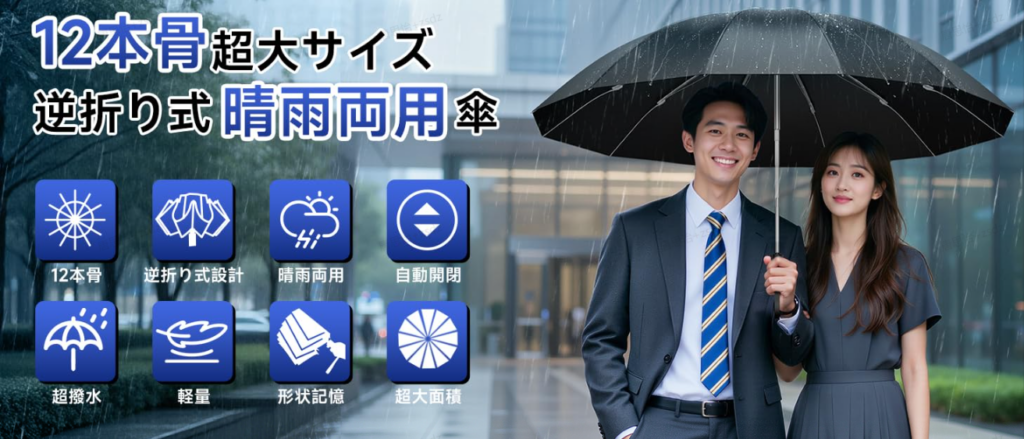 wallawの逆折り自動開閉折りたたみ傘、Amazonで2,499円 6月22日まで期間限定