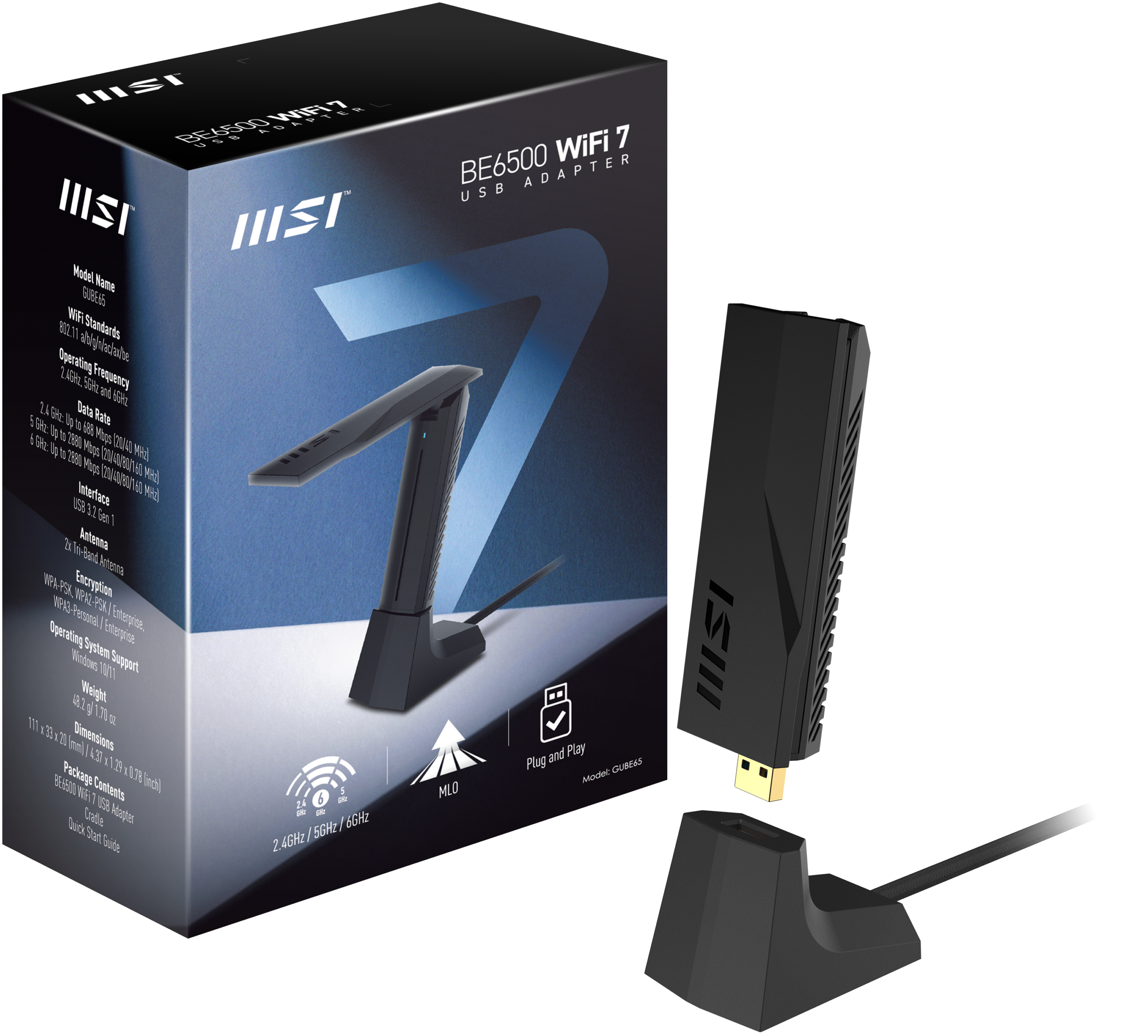 MSI、Wi‑Fi 7対応USBアダプター「BE6500 WiFi 7 USB Adapter」7月31日発売 MSI、Wi‑Fi 7対応USBアダプター「BE6500 WiFi 7 USB Adapter」7月31日発売