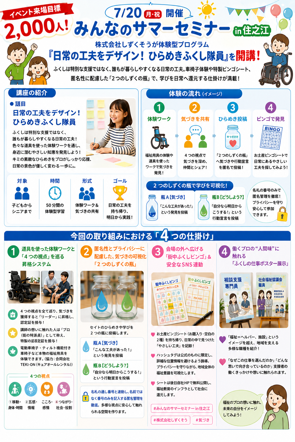 大阪・住之江で福祉を体験学習、しずくそうが7月20日に車椅子体験講座 大阪・住之江で福祉を体験学習、しずくそうが7月20日に車椅子体験講座