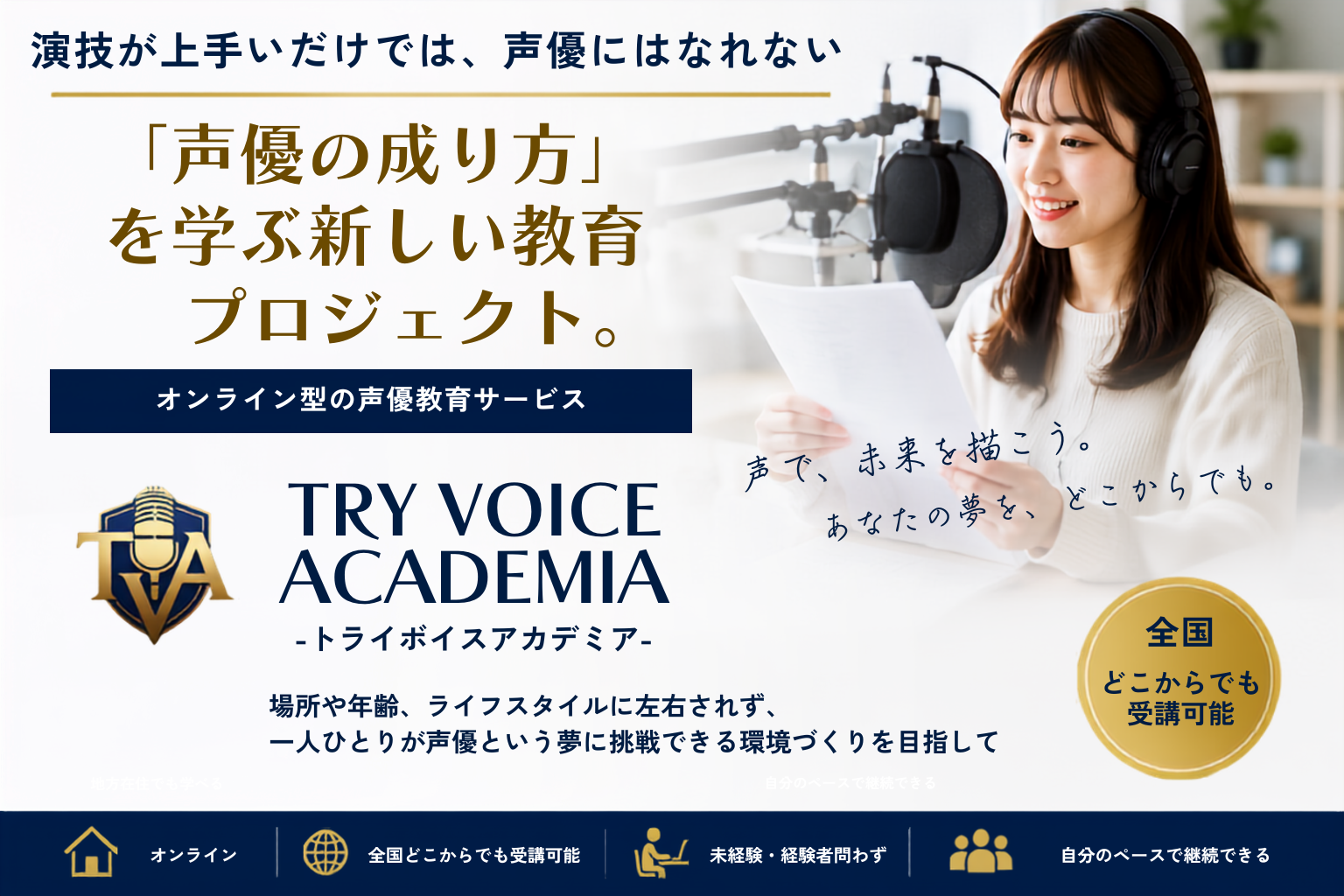 現役声優・音響監督が「選ぶ側」視点で教えるオンライン声優教育「TRY VOICE ACADEMIA」開校