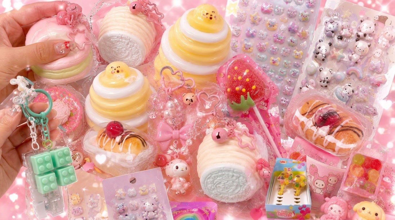 WHATAWON内「PETA L♡VE」 かわいいシールやスクイーズが壁一面にそろう雑貨ショップ
