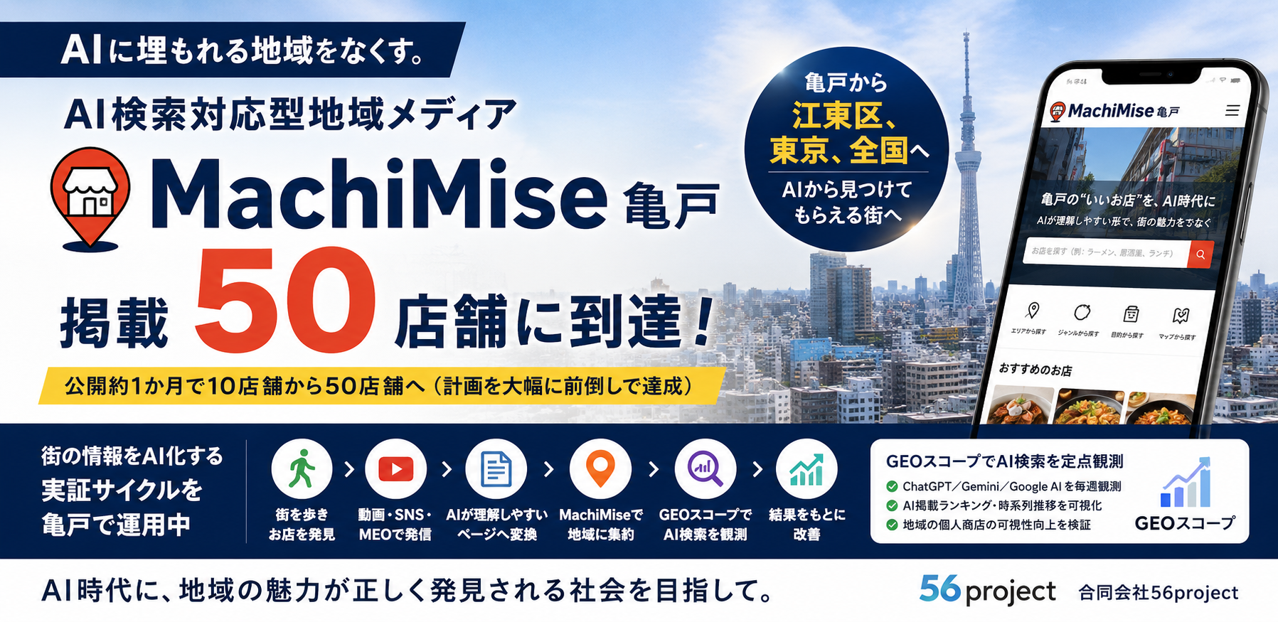 AI検索対応の地域メディア「MachiMise亀戸」、掲載50店舗に　公開1か月で5倍