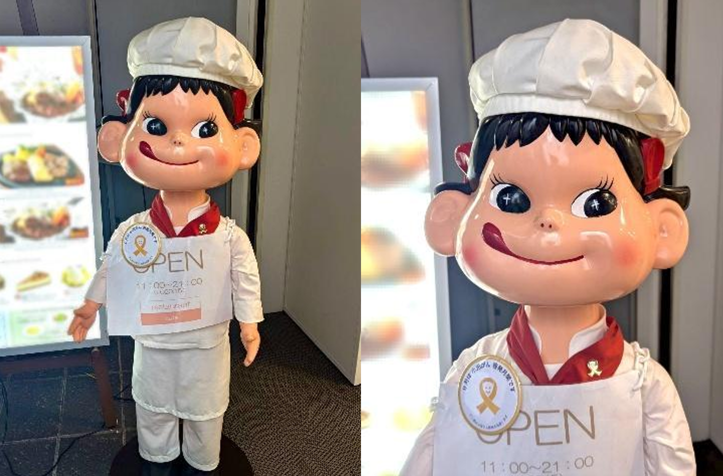 ペコちゃんがゴールドリボン着用、早大ゼミなどが東京・神奈川49店舗で小児がん啓発 ペコちゃんがゴールドリボン着用、早大ゼミなどが東京・神奈川49店舗で小児がん啓発