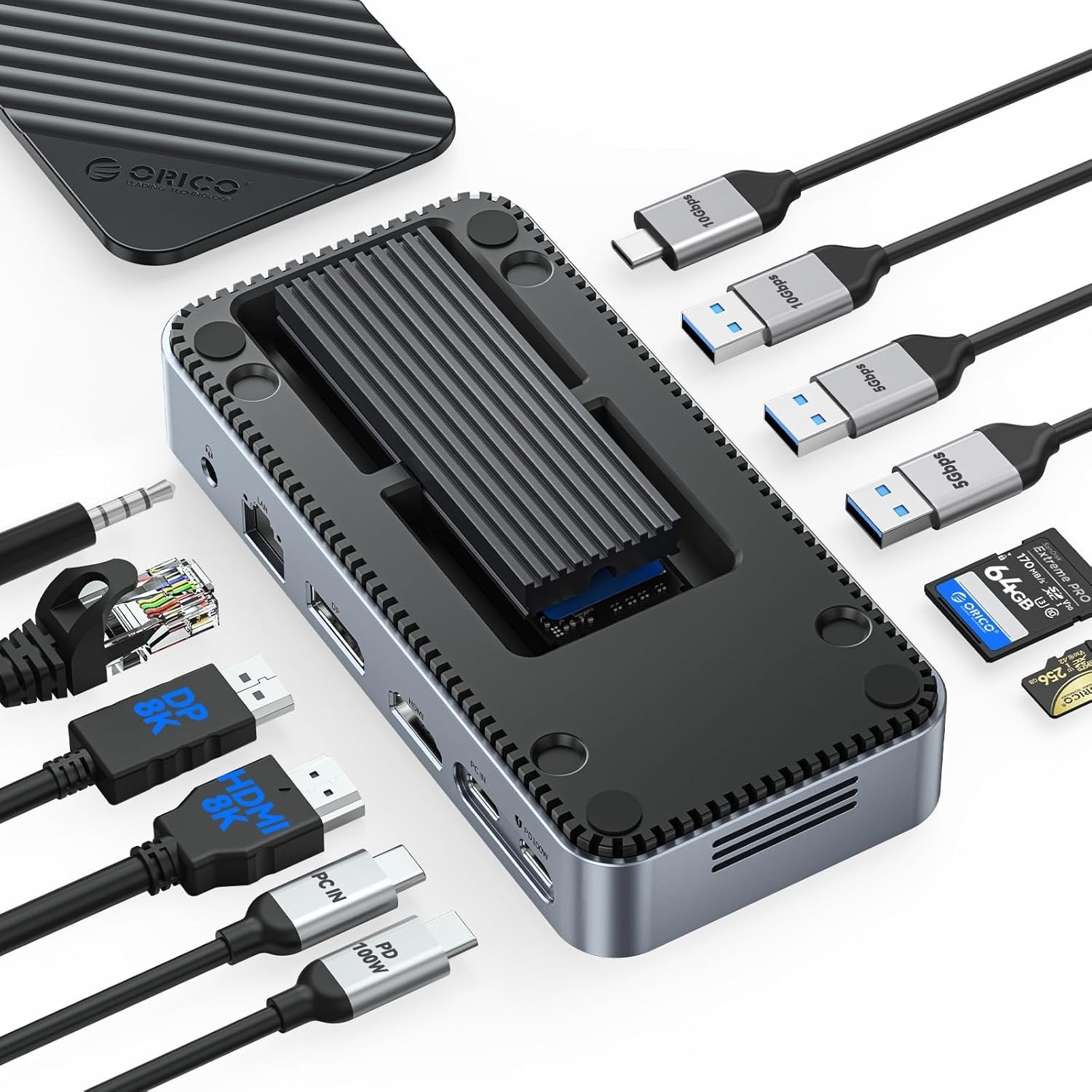 ORICO、M.2 SSD内蔵の12-in-1多機能USB-Cドック発表 8K出力と最大8TB拡張に対応 ORICO、M.2 SSD内蔵の12-in-1多機能USB-Cドック発表 8K出力と最大8TB拡張に対応