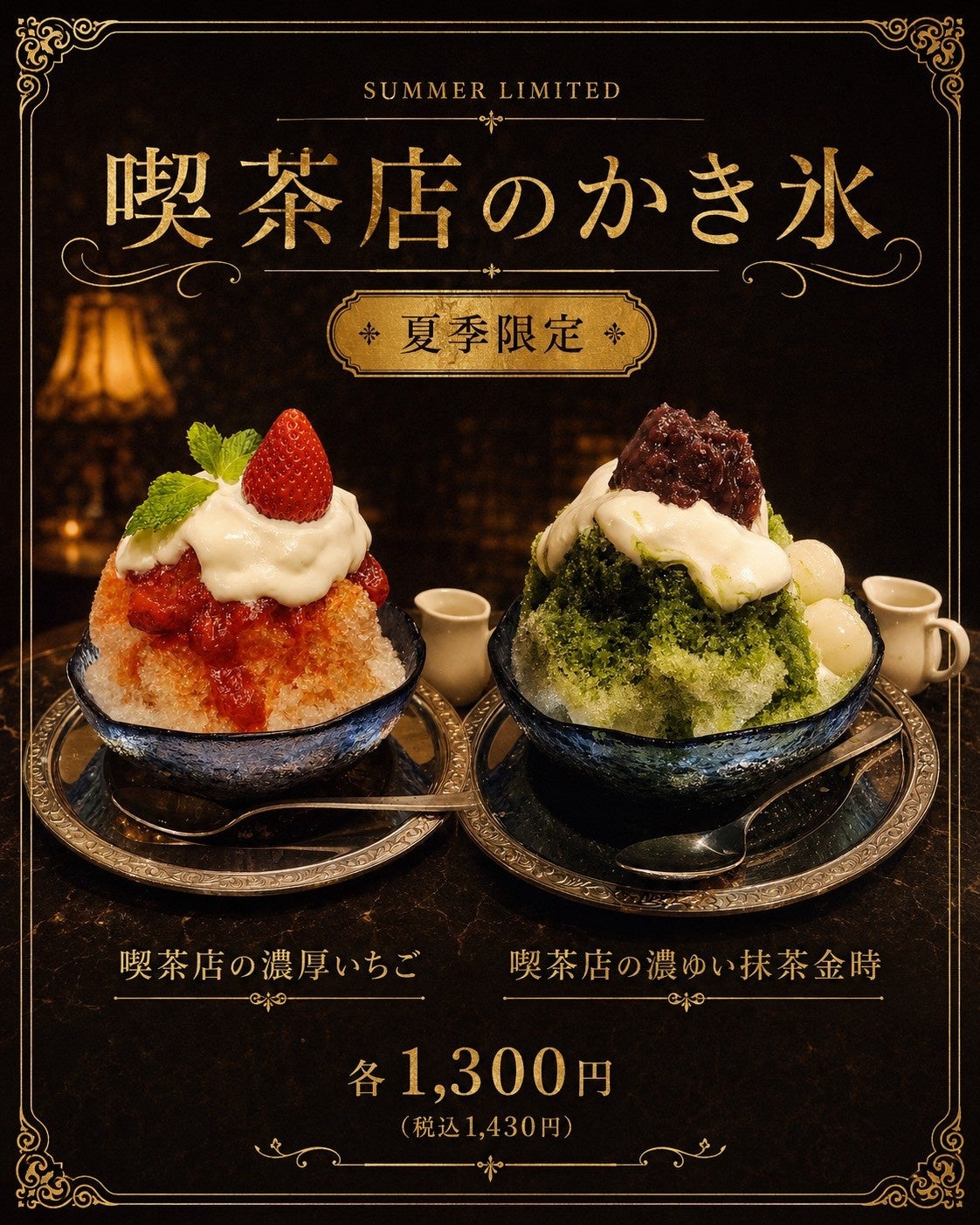 渋谷駅前の「喫茶 白煙珈琲店」、夏季限定かき氷2種を発売 各1,430円 渋谷駅前の「喫茶 白煙珈琲店」、夏季限定かき氷2種を発売 各1,430円