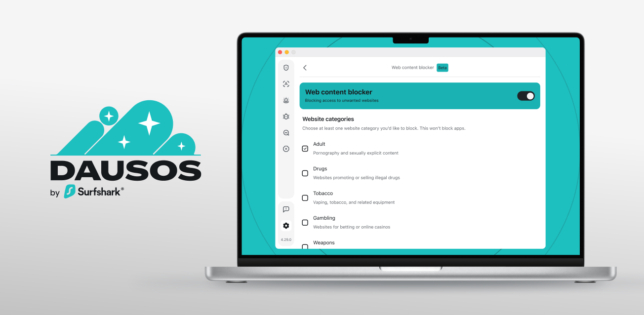 Surfshark、独自VPN「Dausos」にカテゴリ別ウェブ遮断を統合 macOSのOne/One+で提供 Surfshark、独自VPN「Dausos」にカテゴリ別ウェブ遮断を統合 macOSのOne/One+で提供
