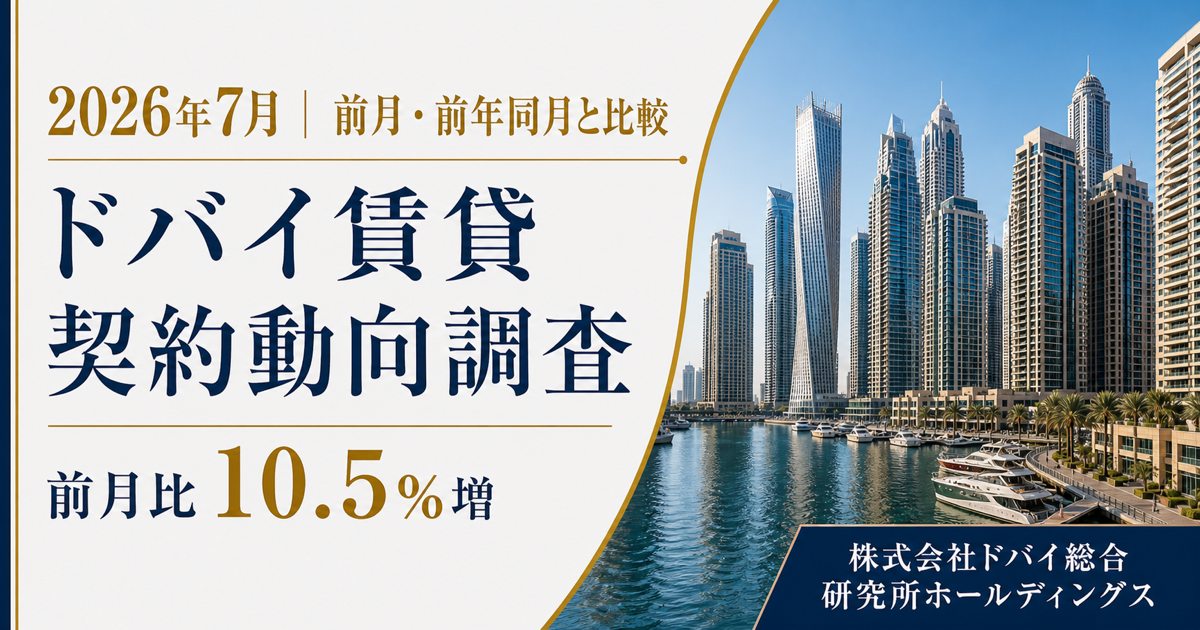 ドバイ賃貸契約、2026年7月は4万6,612件　前月比10.5%増も前年同月比4.7%減
