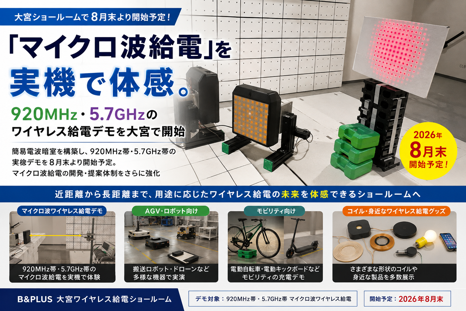 大宮のワイヤレス給電ショールームに簡易電波暗室新設、920MHz帯・5.7GHz帯のマイクロ波給電デモを8月末開始へ 大宮のワイヤレス給電ショールームに簡易電波暗室新設、920MHz帯・5.7GHz帯のマイクロ波給電デモを8月末開始へ