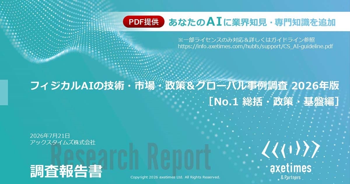フィジカルAI世界市場、2040年に189兆円へ アックスタイムズが政策・基盤編の調査報告書 フィジカルAI世界市場、2040年に189兆円へ アックスタイムズが政策・基盤編の調査報告書