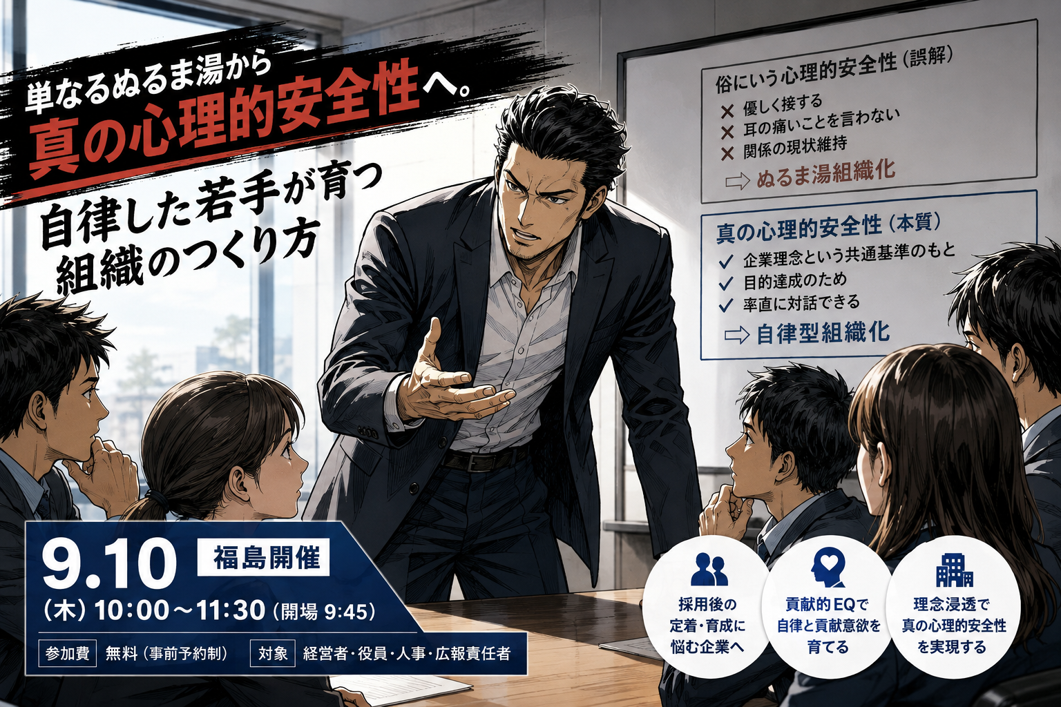 福島で「インナーブランディング」無料セミナー、心理的安全性と貢献的EQを解説 福島で「インナーブランディング」無料セミナー、心理的安全性と貢献的EQを解説