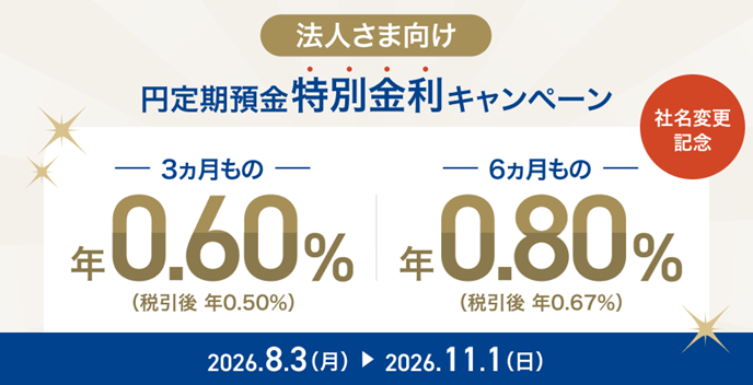 ドコモSMTBネット銀行、法人向け円定期(3・6ヵ月)で特別金利 6ヵ月年0.80% ドコモSMTBネット銀行、法人向け円定期(3・6ヵ月)で特別金利 6ヵ月年0.80%