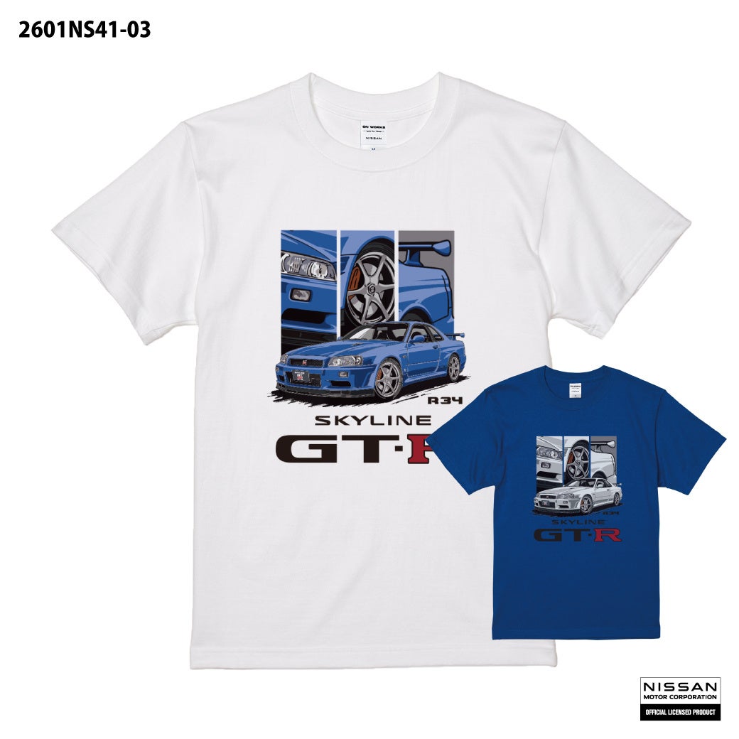 日産公式ライセンスの「R34 GT-R Tシャツ」予約開始、5.6オンス綿100％で2色展開